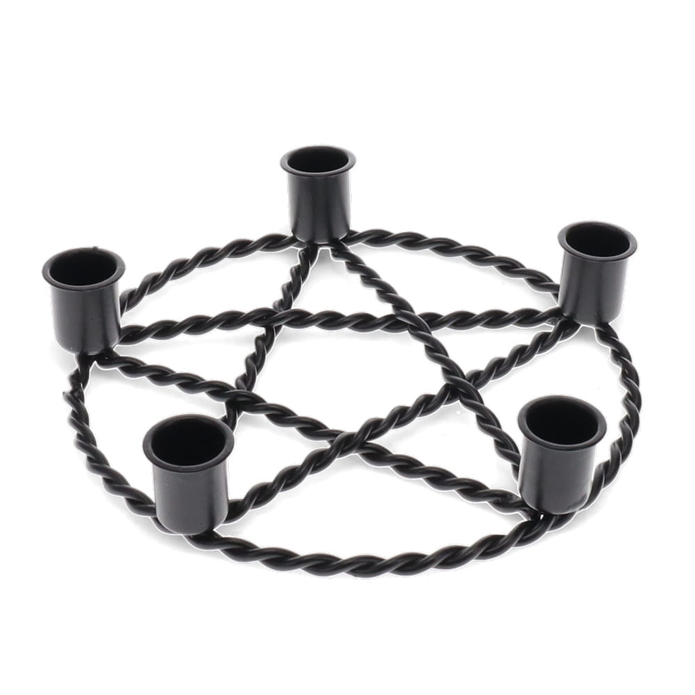 Amazing Wiccan Iron Pentacle Whishing Candle Holder