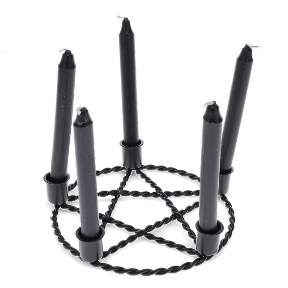Amazing Wiccan Iron Pentacle Whishing Candle Holder