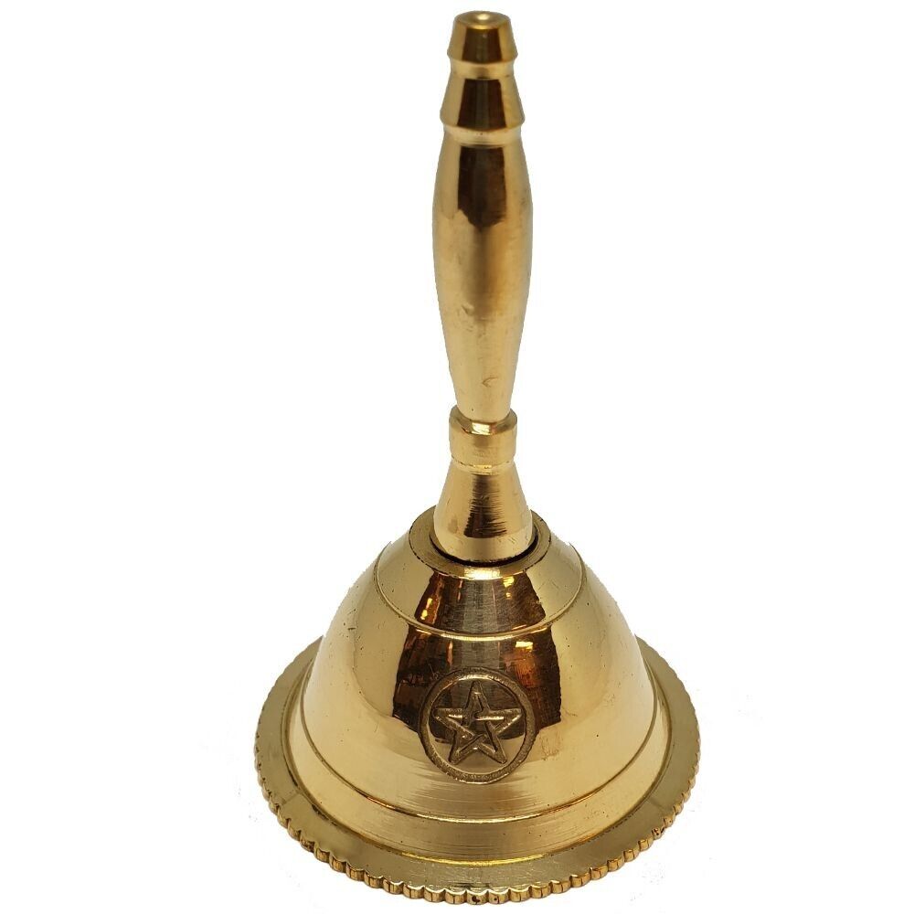 Altar Wicca Gold Pentacle Brass Bell