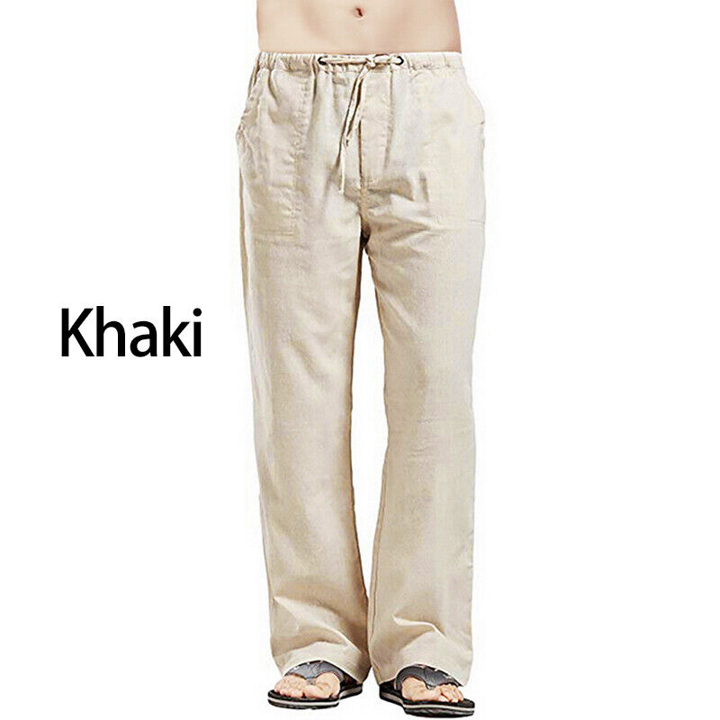 Khaky / Beige Men Yoga Summer Elastic waist Cotton Pants