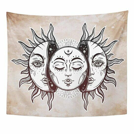 Moon Sun Face Tapestry