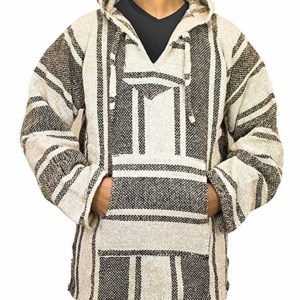 Baja Hoodie Drug Rug Poncho White / Brown