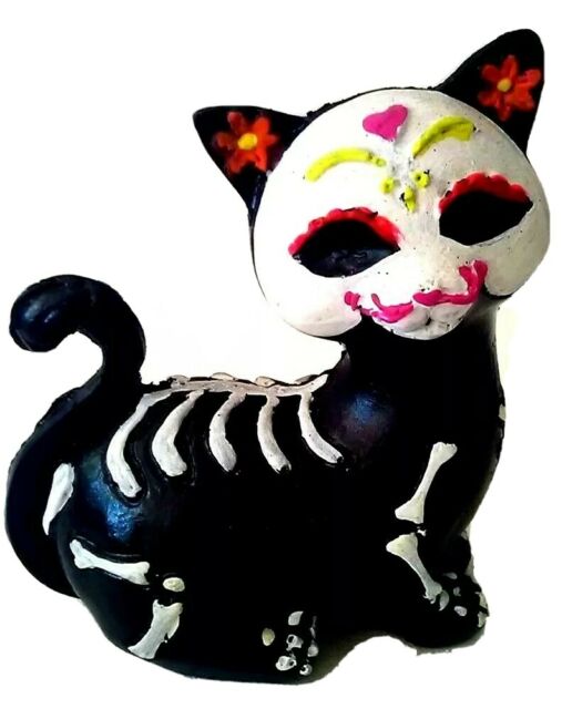 Sitting Cat Day of the Dead Resin Figure