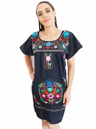 Black Hippie Embroidery Dress