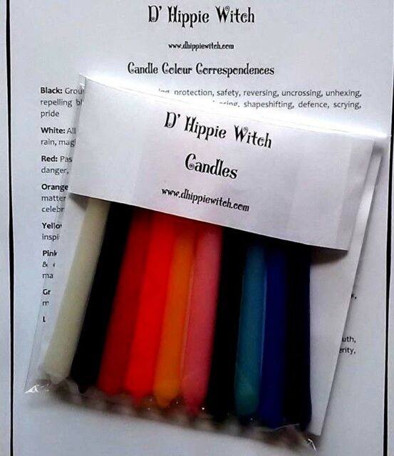 Wicca Whishing Multicolor Candles Pack / Correspondences Guide