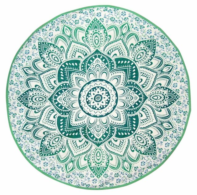 Green Round Beach Mandala Tapestry