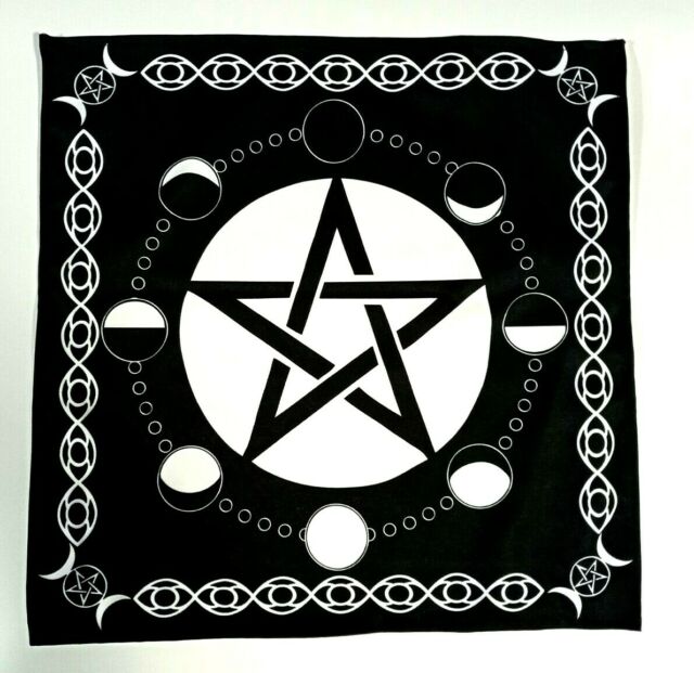 Pentacle Moon Phases Altar Cloth Squared