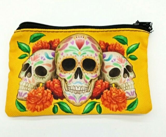 3 Skulls Printed Purse Bag