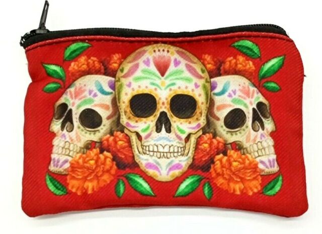 3 Skulls Printed Purse Bag