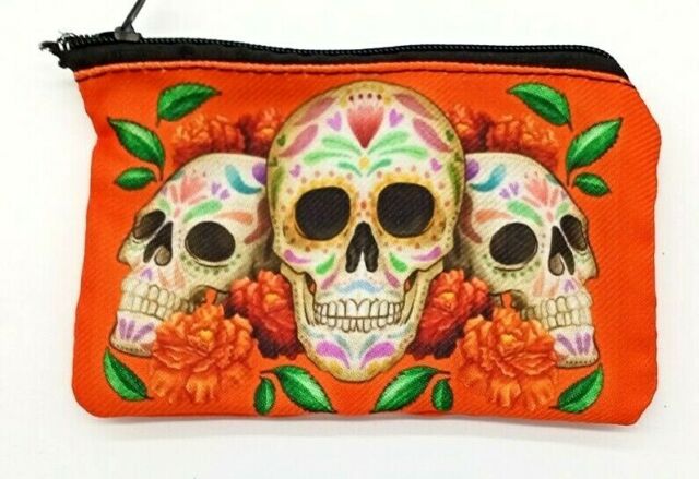3 Skulls Printed Purse Bag