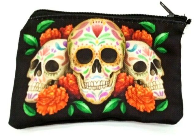 3 Skulls Printed Purse Bag