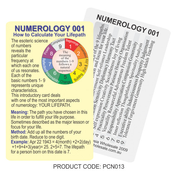 3 x Numerology Guide Chart Pocket