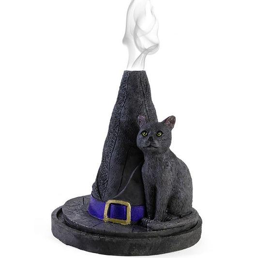 Lovely Wicca Witch Cat Incense Cone Holder Burner
