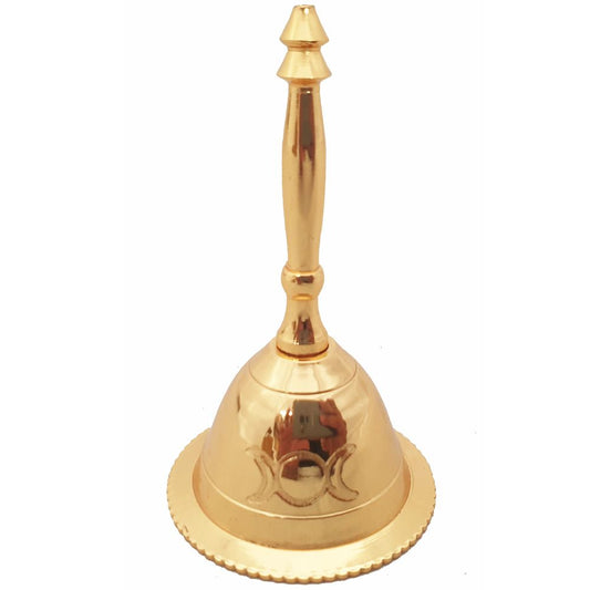 Altar Wicca Gold Triple Moon Brass Bell