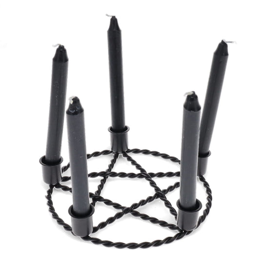 Amazing Wiccan Iron Pentacle Whishing Candle Holder