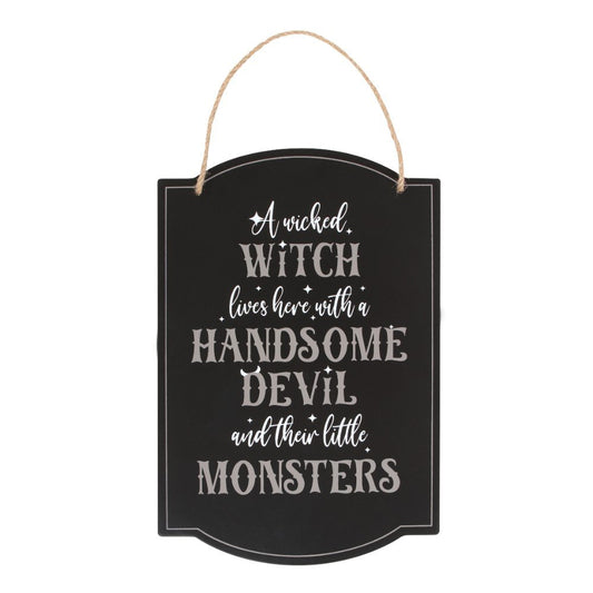 Lovely Wicca Wicked Witch Family Hanging Sign