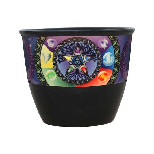 Wicca Pentacle Elements Ceramic Smudge Bowl