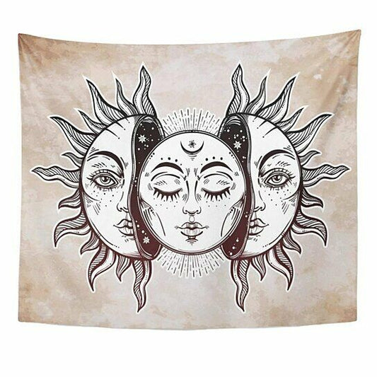 Moon Sun Face Tapestry