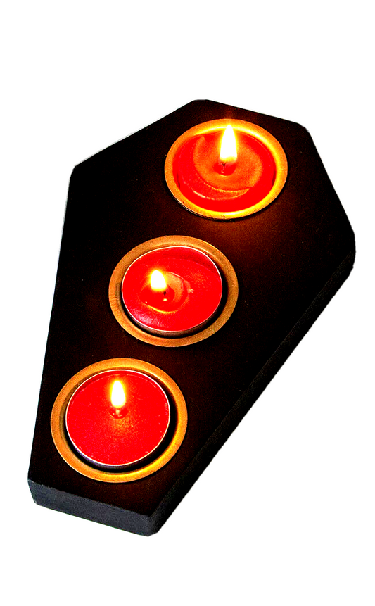 Gothic Coffin Shape 3 Tea light Candle Holder