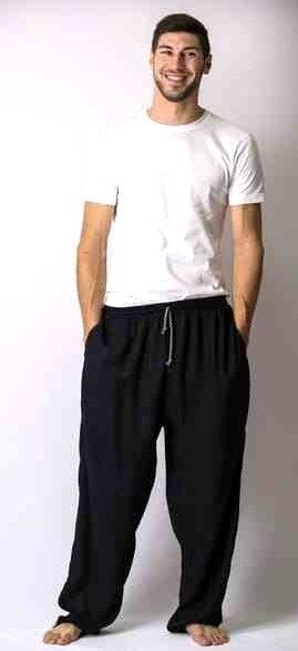 Black Men Yoga Summer Elastic waist Cotton Pants