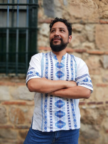 Blue White Men Ethnic Kurta