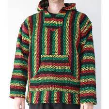 Rasta Baja Hoodie Mexican Poncho