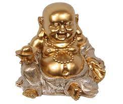 Laughing Happy Gold Money Buddha Figure Wealth Prosperity Abundance