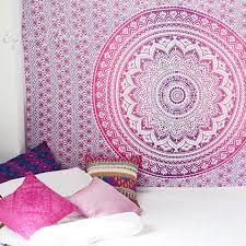 Pink and White Mandala Tapestry