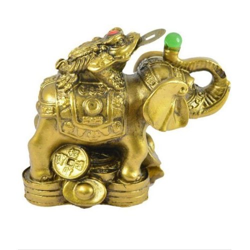 Money Frog Atop Elephant Feng Shui Figure