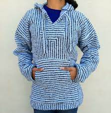 Baja Hoodie Drug Rug Poncho Blue Turquoise