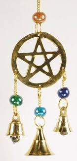 Amazing Pentagram Wicca Brass Wind Chime Bell