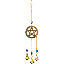 Amazing Pentagram Wicca Brass Wind Chime Bell