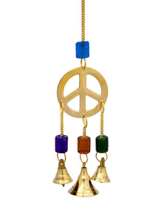 Hippie Peace Brass Wind Chime Bell