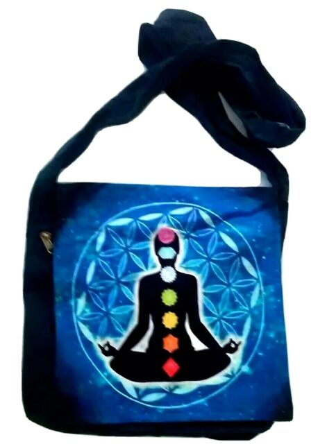 Chakra Blue Meditation Cotton Cross body Bag