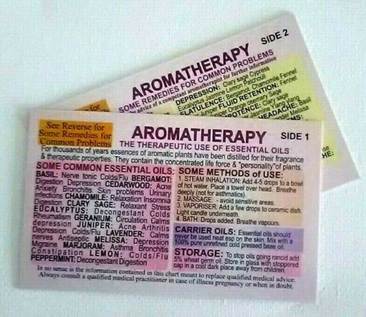 3 x Aromatherapy Guide Chart Business Pocket