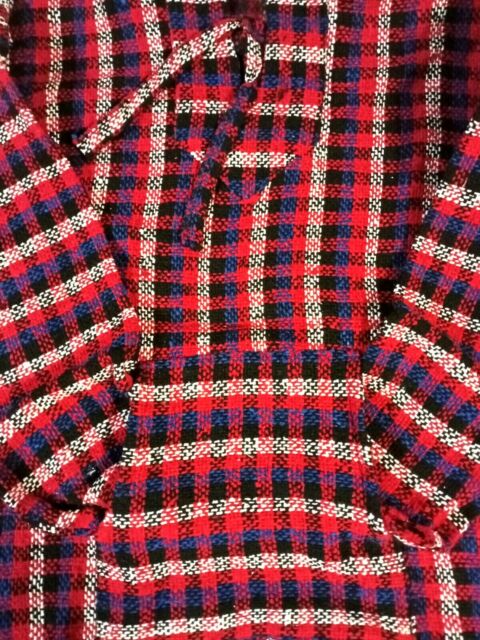 Baja Hoodie Drug Rug Poncho Navy/ Red White Squares