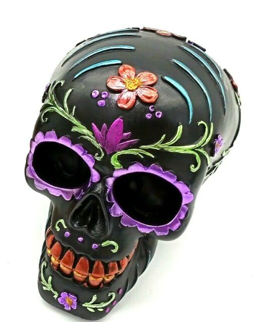 Purple Skull Day of the Dead Resin Figure