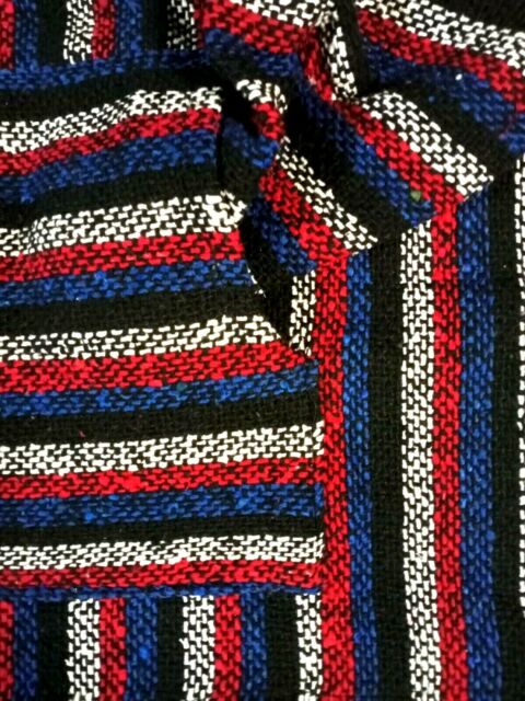 Baja Hoodie Drug Rug Poncho Navy/Red / White Stripes