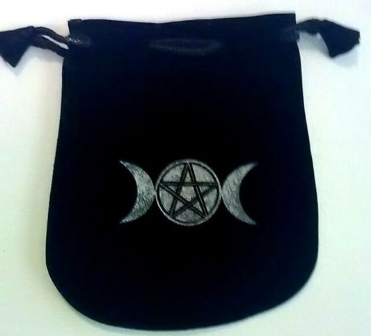 Triple Moon Velvet Pouch Crystal Bag
