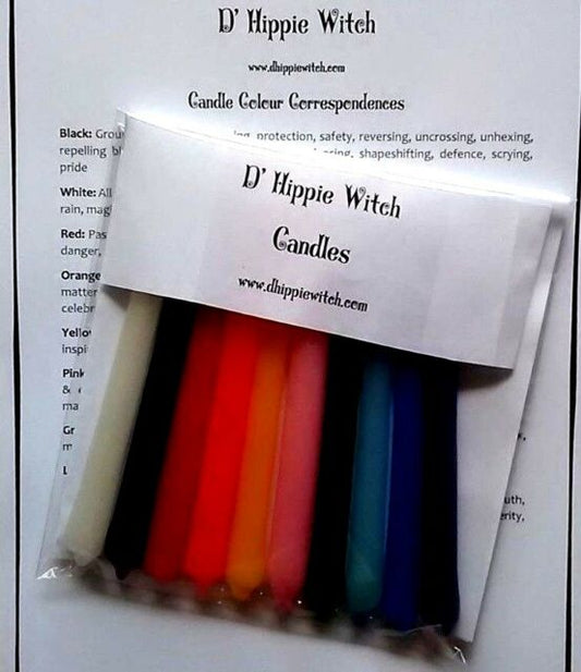 Wicca Whishing Multicolor Candles Pack / Correspondences Guide