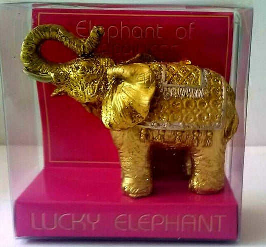 Gold God Fortune Lucky Elephant Figure
