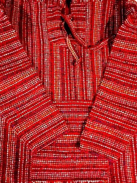 Baja Hoodie Drug Rug Poncho Red