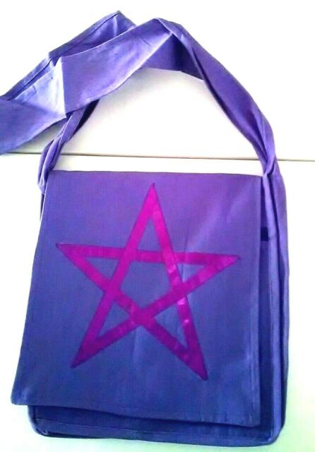 Wicca Purple Pentacle Cotton Crossbody Bag