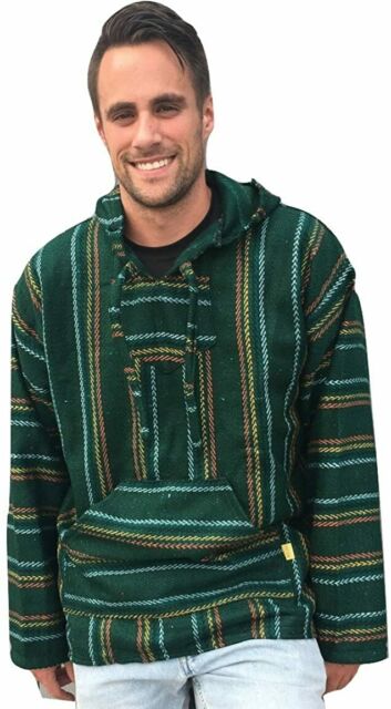 Baja Hoodie Drug Rug Poncho Green