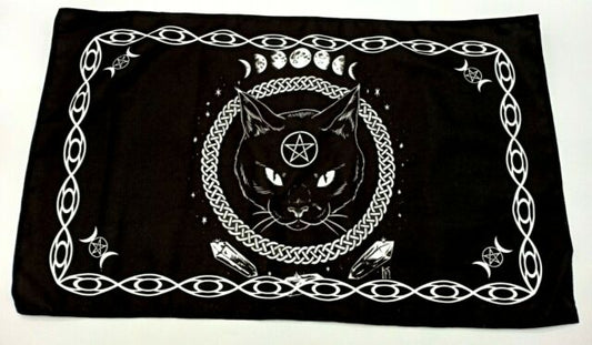 Black Cat Moon Phases Altar Cloth