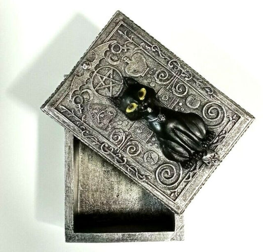 Witch Cat Wooden Engraved Box