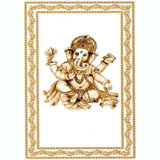 Brown and White Ganesh Tapestry