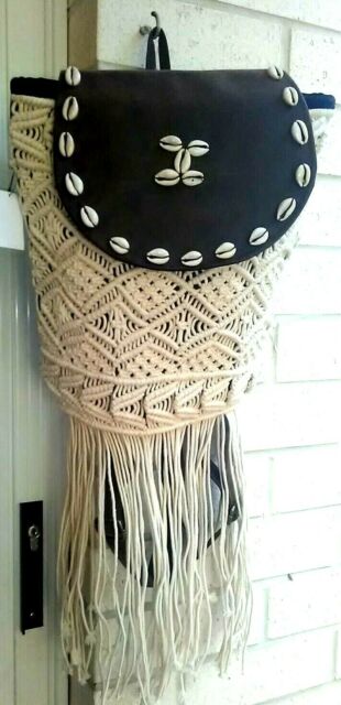 Macramé Kauris Leather Backpack
