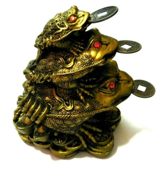 3 Fortune Frogs Feng Shui Figure
