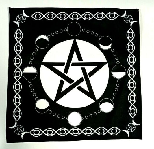 Pentacle Moon Phases Altar Cloth Squared